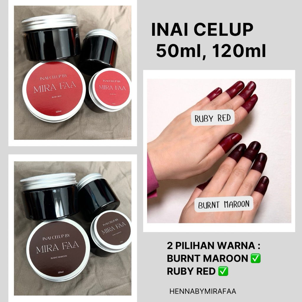 INAI CELUP (BURNT MAROON/RUBY RED) HENNABYMIRAFAA | Shopee Malaysia