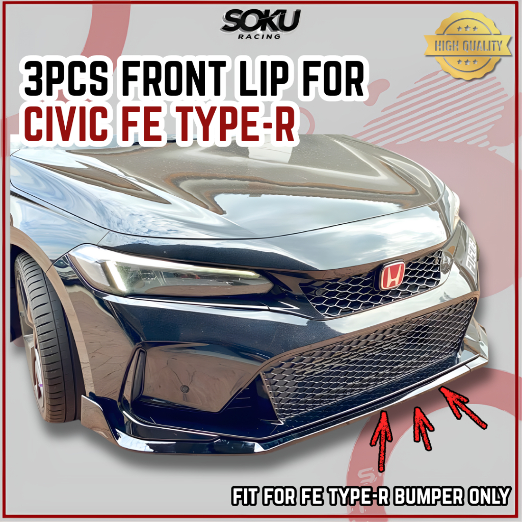 Civic FE Type R Style Front Lip (3PCS) for Honda Civic 2022-2025 ...