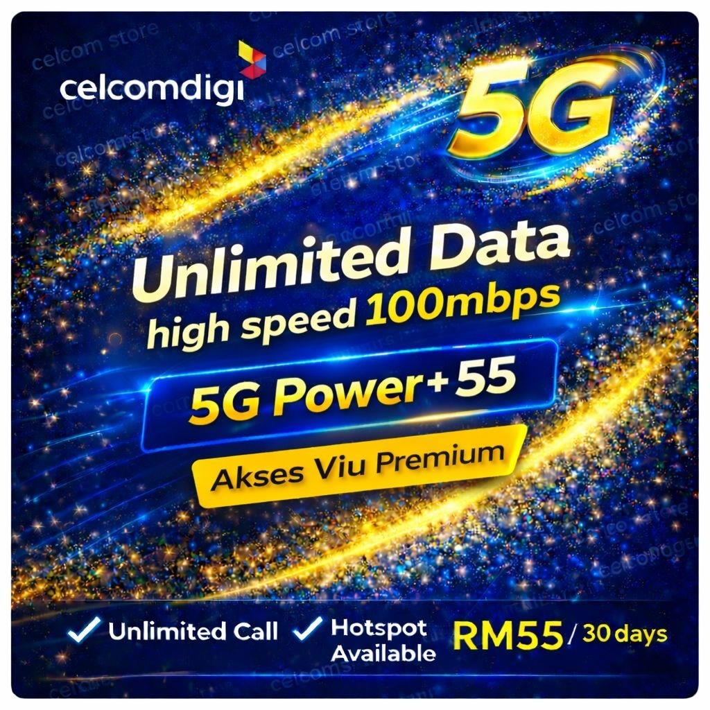 5G CelcomDigi Prepaid Unlimited Data High Speed Power 55 Unlimited Call ...