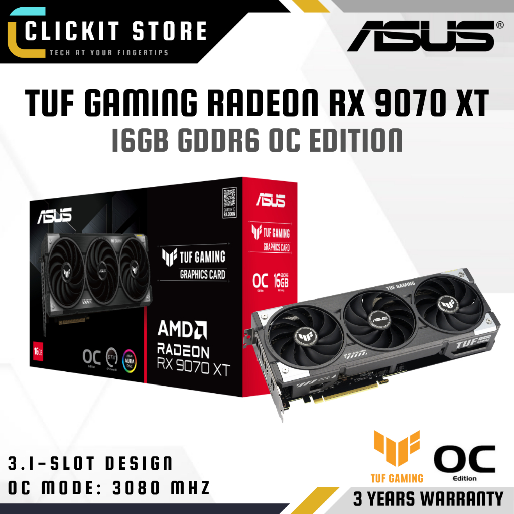ASUS TUF Gaming Radeon™ RX 9070 XT 16GB GDDR6 OC Edition Kad GPU ...