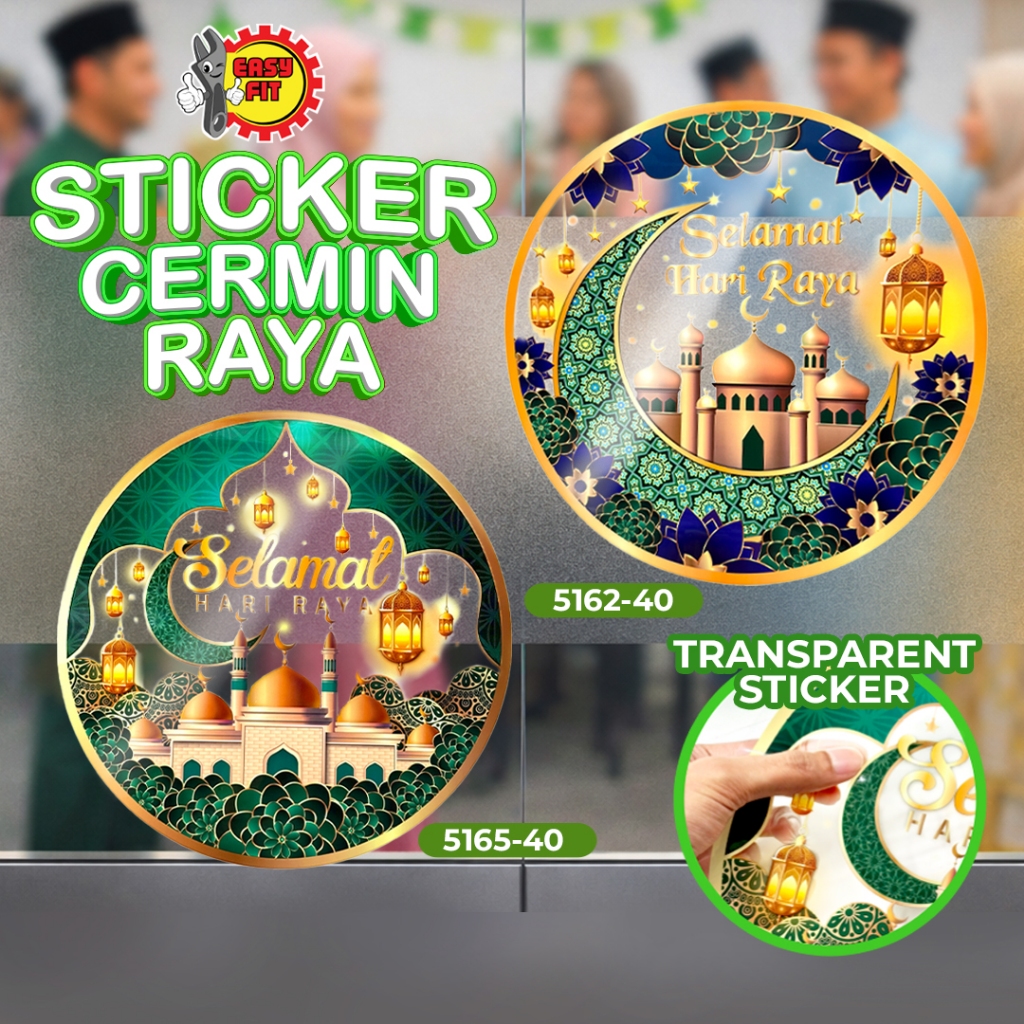 Sticker Cermin Selamat Hari Raya Waterproff Sticker Transparent Sticker ...