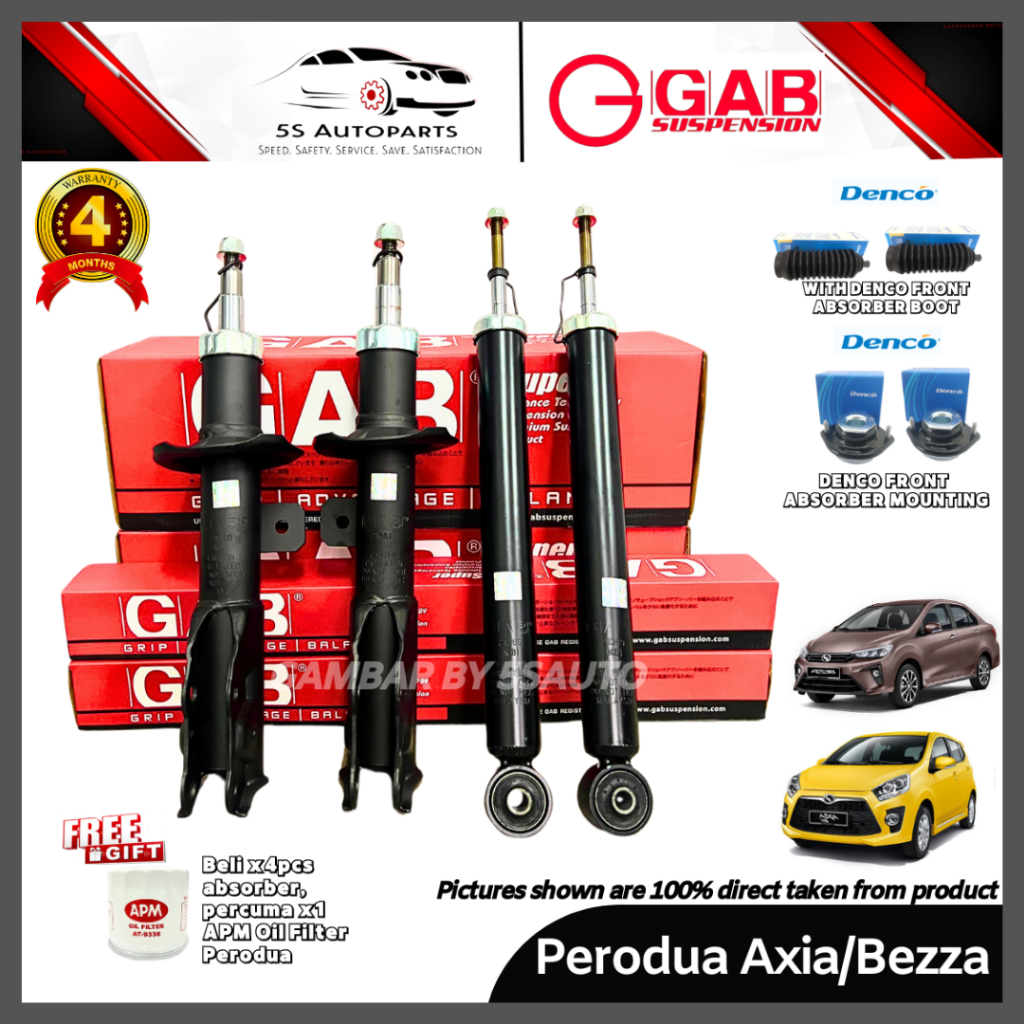 GAB Perodua Axia, Bezza Front (Depan), Rear (Belakang) Gas Shock ...