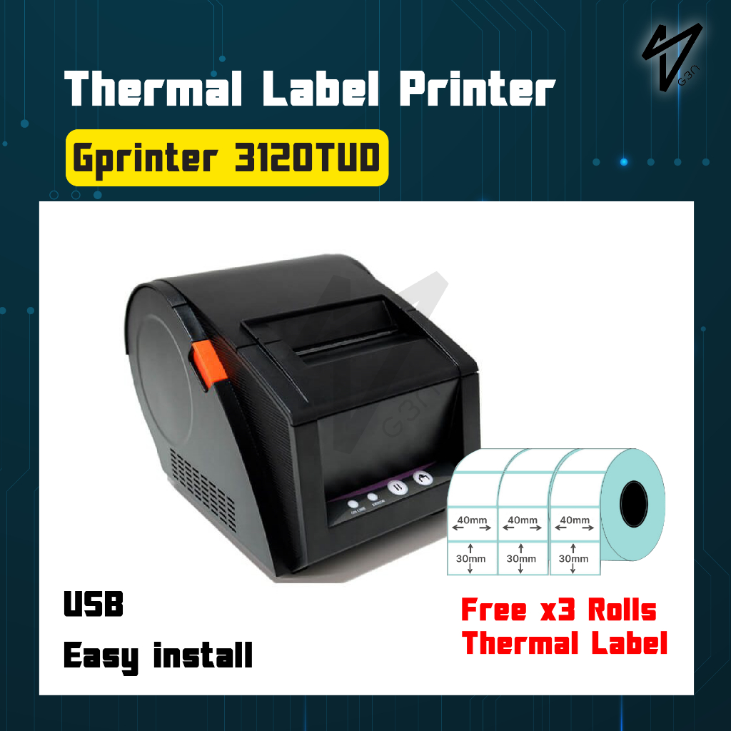 Gprinter GP 3120TUD 20mm to 80mm Label Sticker Thermal Label Printer ...