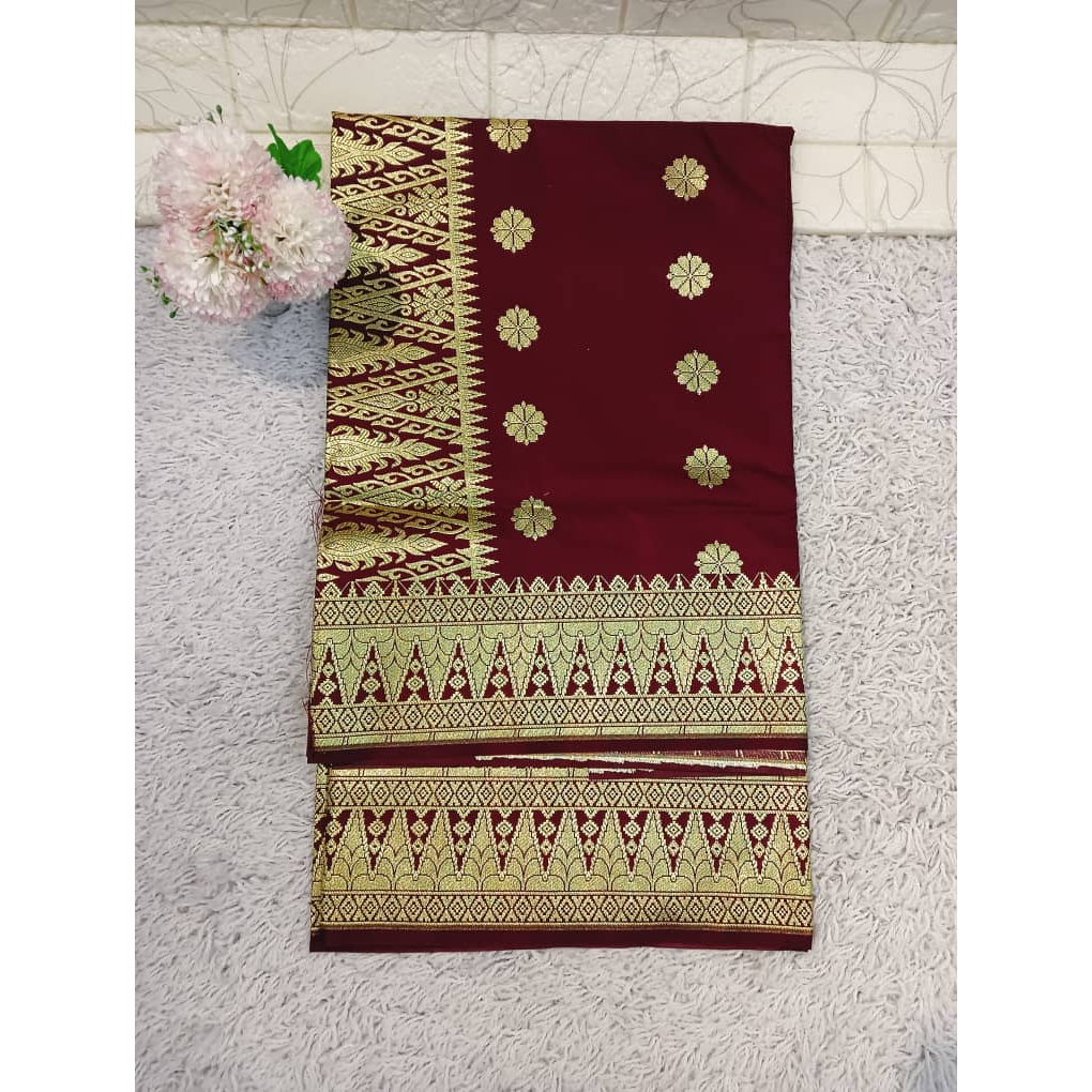SONGKET BUNGA TABUR THICK BORDER(4METER) POWER LOOM MADE Kain ...