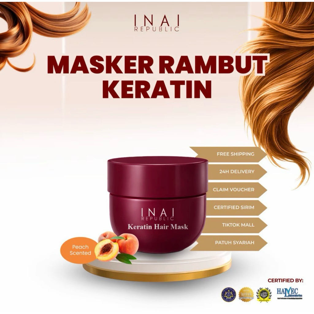KERATIN HAIR MASK BOX - PELEMBUT RAMBUT INAI REPUBLIC BAU BUAHAN PEACH ...