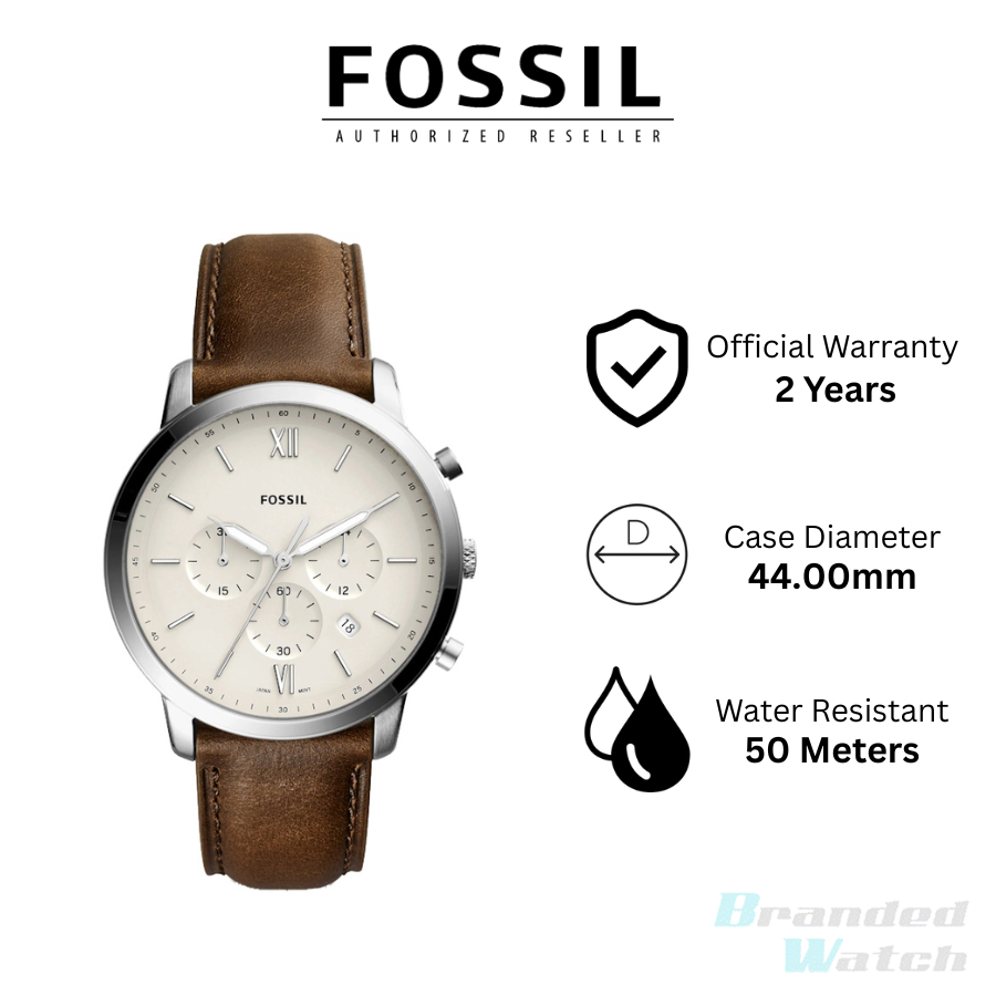 Fossil FS5380 Men's Neutra Chronograph Brown Leather Watch | Shopee ...