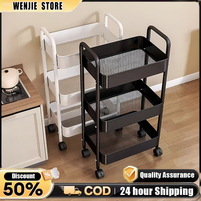 [100%carbon steel] Multilayer Trolley Rack Movable Storage Shelf ...