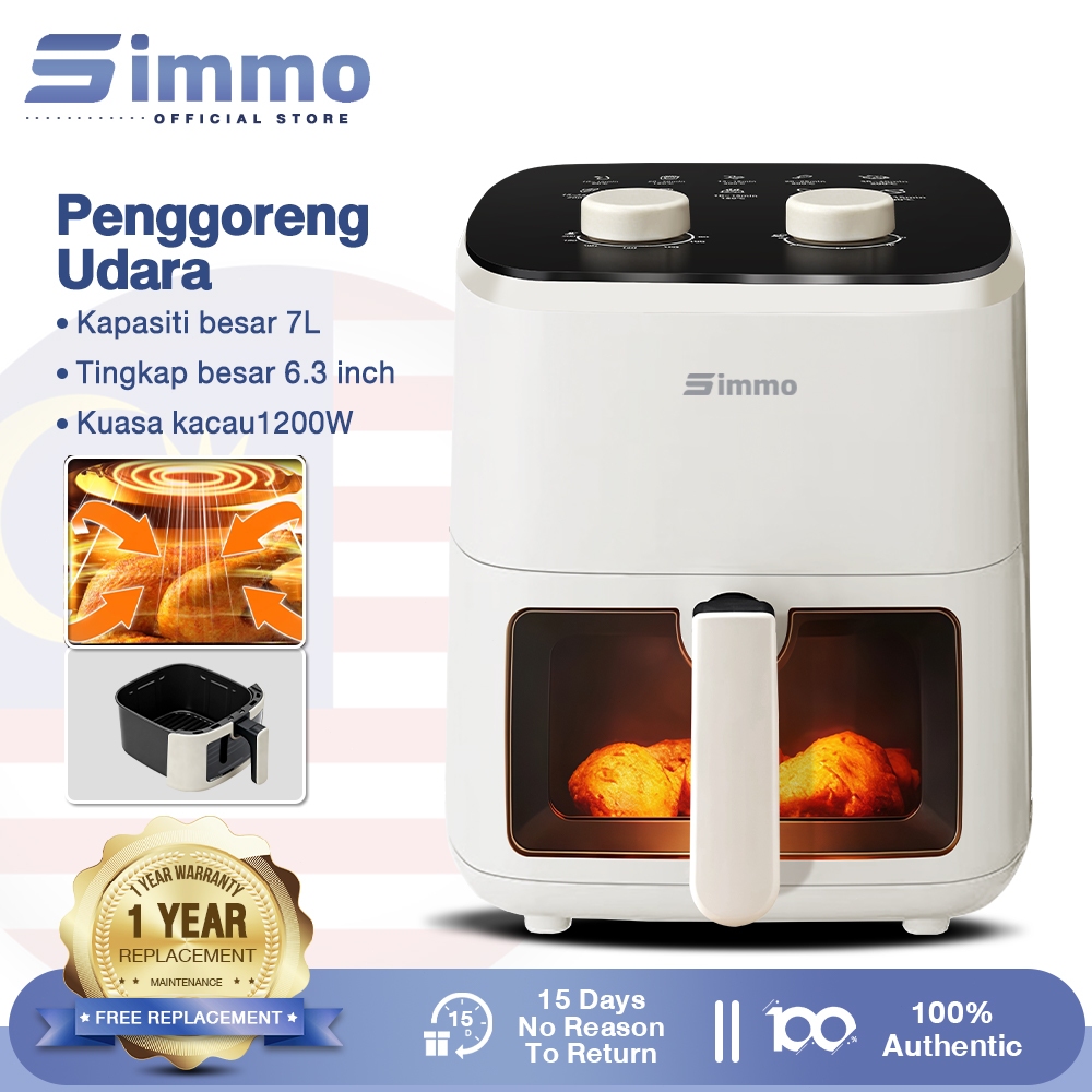 Simmo Air Fryer Oven Non-Stick Fryer 7L Large Capacity Fryer 1200W ...