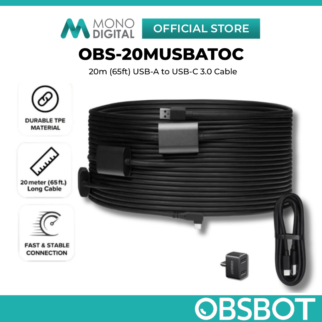 OBSBOT 20M (65FT) USB-A TO USB-C 3.0 CABLE (OBS-20MUSBATOC) | Shopee ...