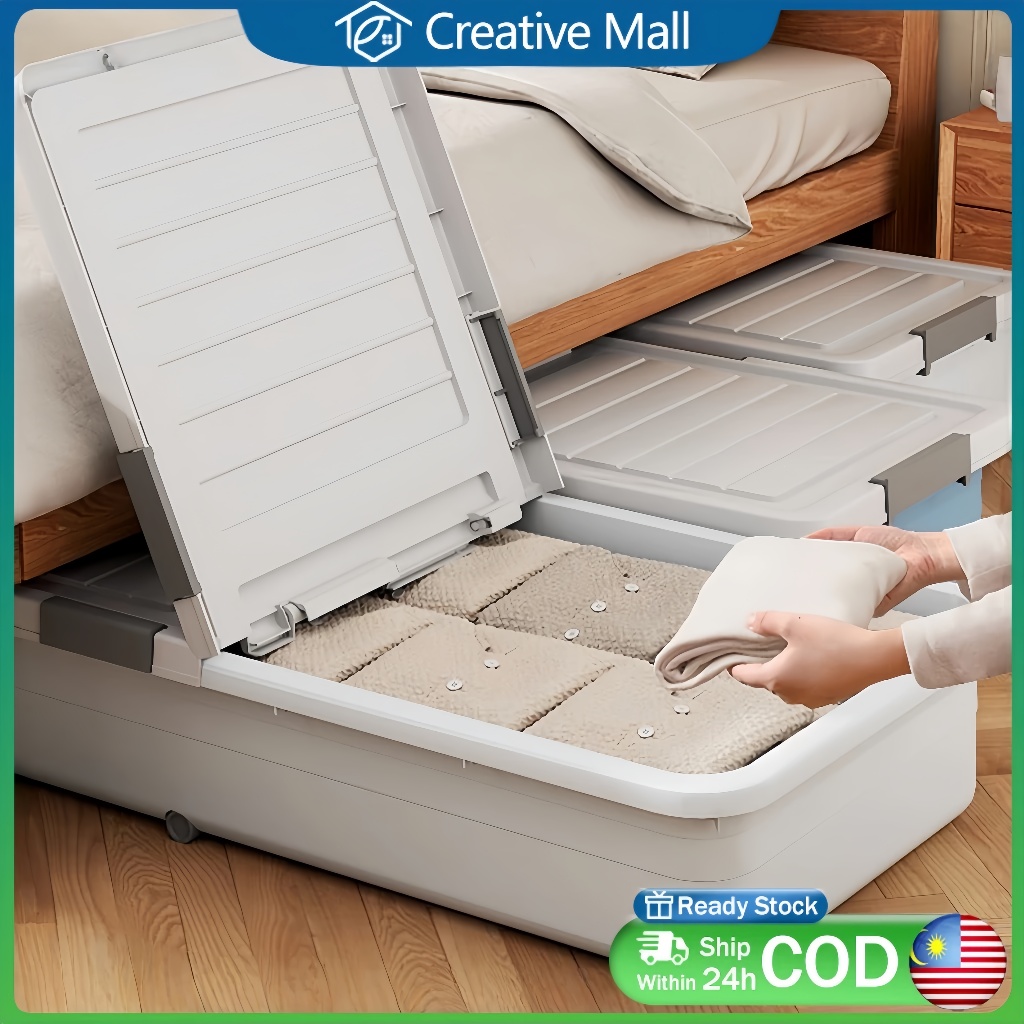 Underbed Storage Box Organizer Plastic Storage Box Clothes Storage Box ...