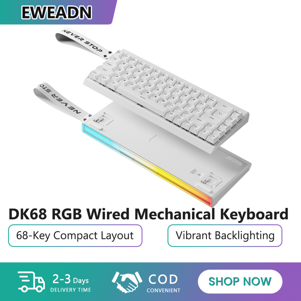 EWEADN DK68 Wired Mechanical Keyboard 68-Key Compact Layout Blue Switch ...
