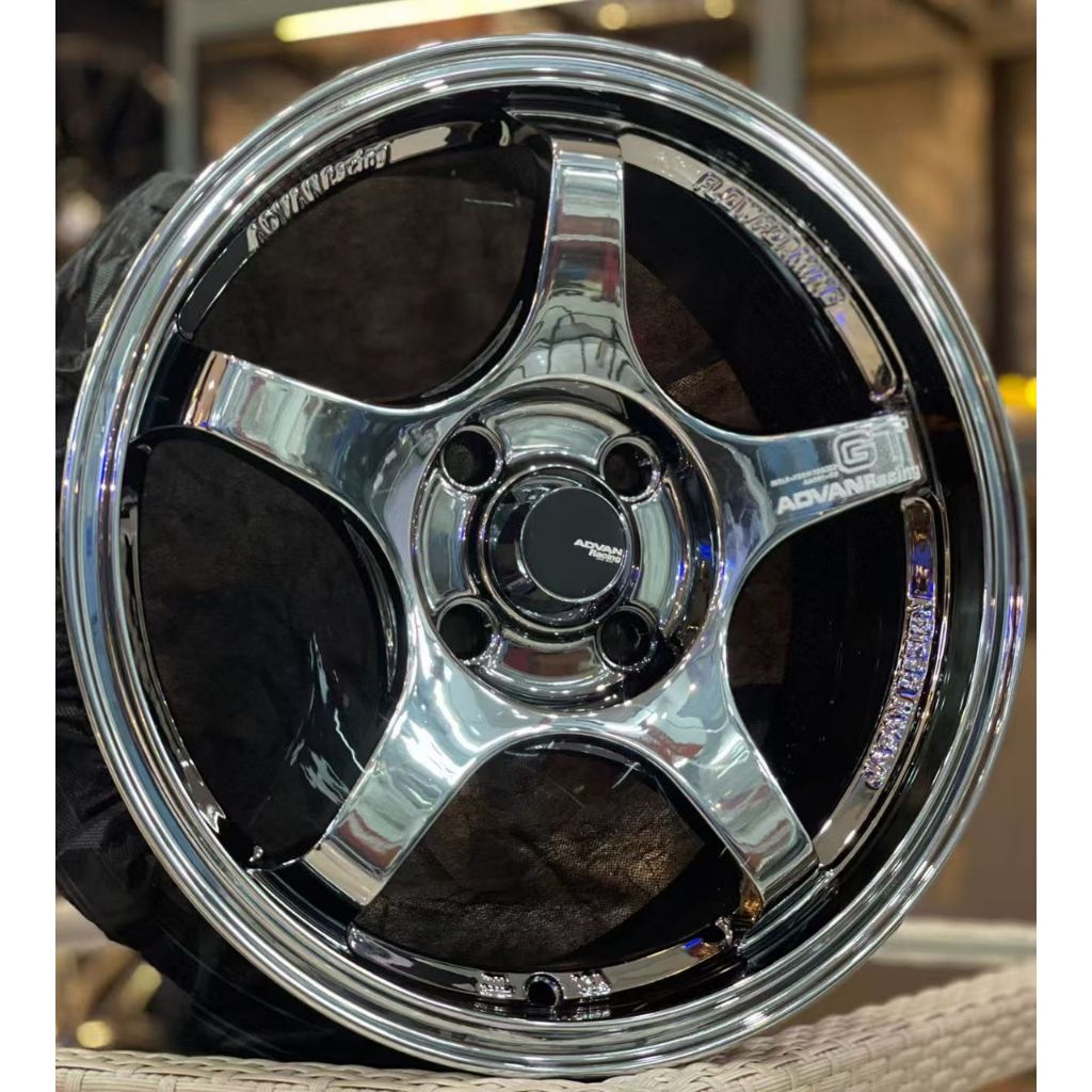 ADVAN GT 15X6.5 4H100 ET40 (SUPER CHROME )BLACK PDV NEW SPORT RIM ...