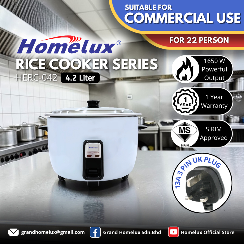 [ SIRIM ] HOMELUX COMMERCIAL ELECTRIC RICE COOKER HERC SERIES HERC-042 ...