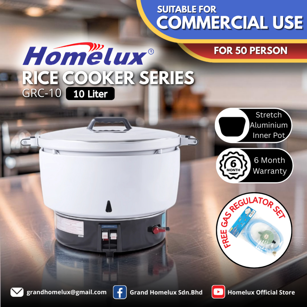 HOMELUX COMMERCIAL GAS RICE COOKER GRC SERIES GRC-10 PERIUK NASI BESAR ...