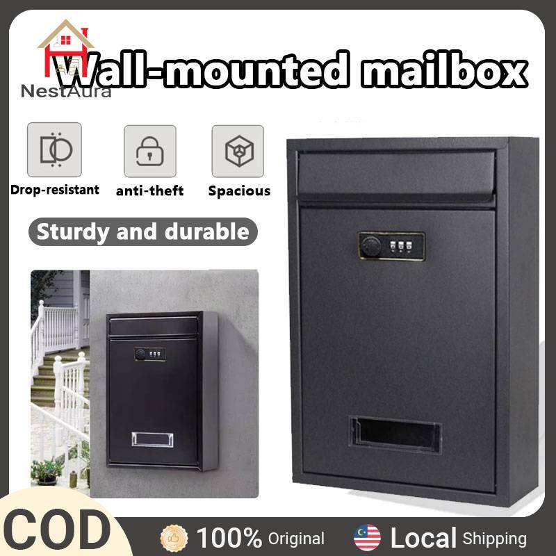 【COD】Mailbox Outdoor Heavy Duty Metal Post Box Wall Mount Mail Box Peti ...