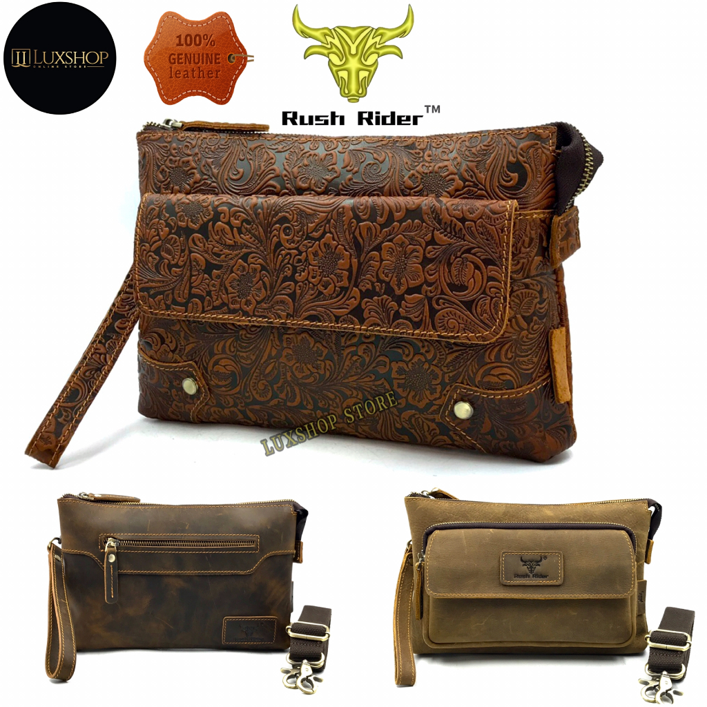 Rush Rider Clutch Bag Men Leather Handcarry Bag 2 Way Use Sling Bag Beg ...