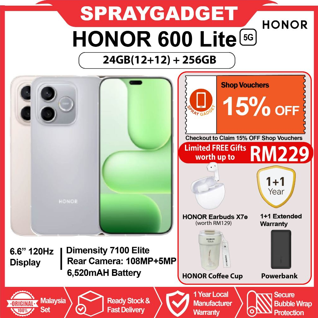 [NEW] HONOR 600 Lite 5G (24GB*(12+12)RAM + 256GB ROM) Ultra Narrow Bezel l 6520mAH + 45W HONOR SuperCharge