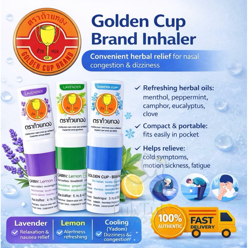 💥Ready Stock Golden Cup Brand Inhaler Natural herbal Extract Lemon ...