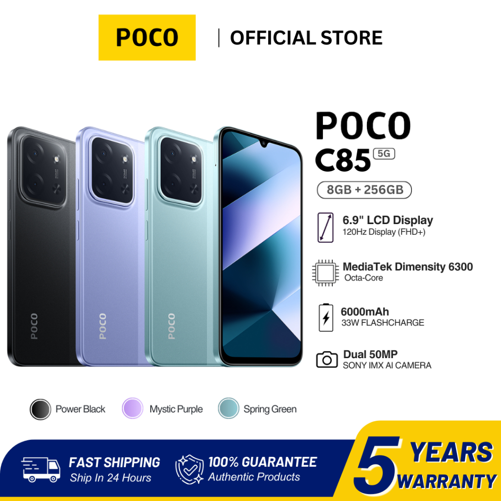 POCO C85 Smartphone 8GB+256GB | 6.9