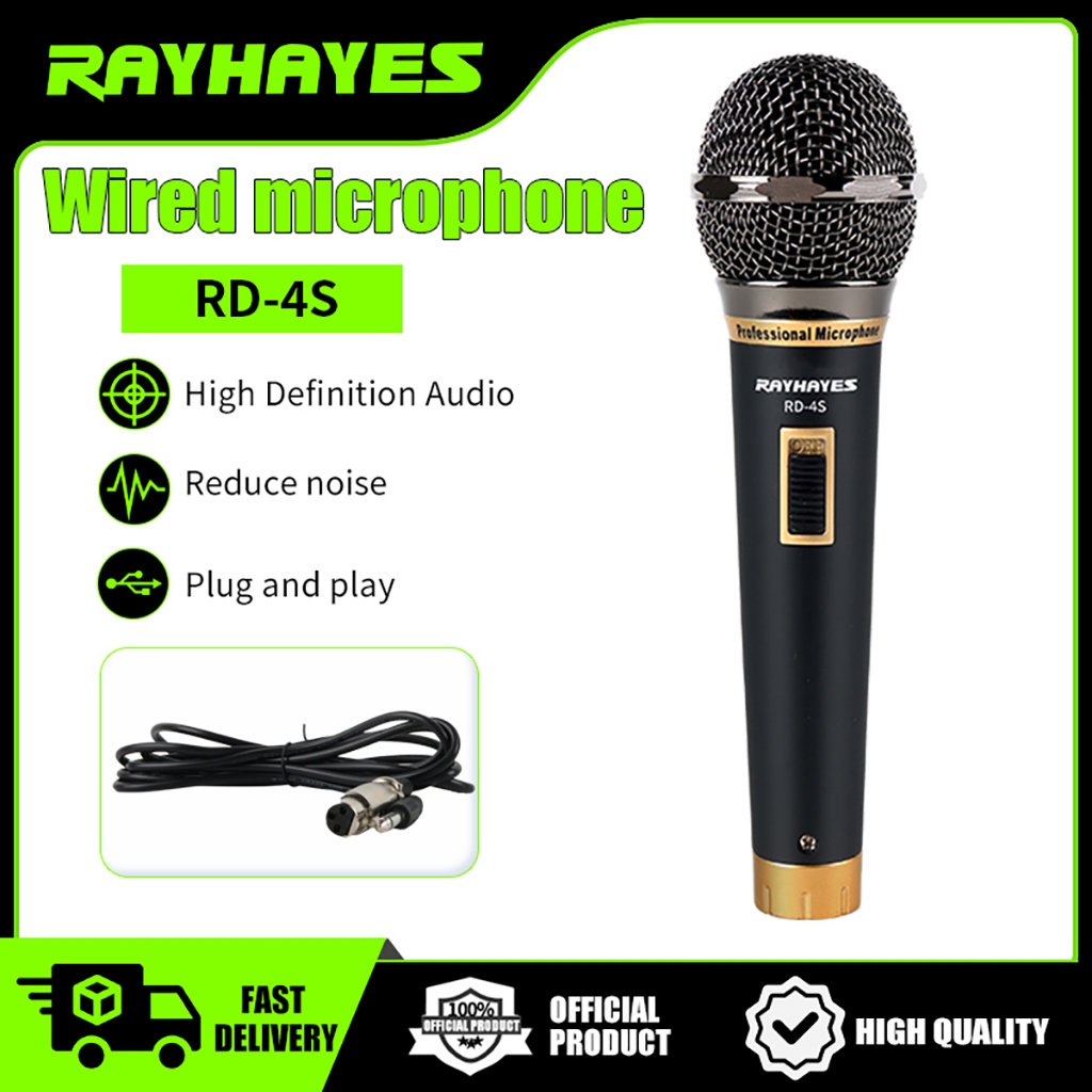 RAYHAYES RD-4S Dynamic Microphone Professional Wired Handheld Mic Vocal ...