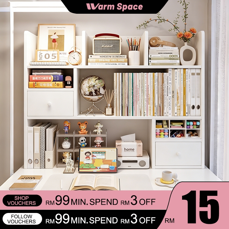 Rak Buku Desk Organizer Bookshelf with Door Desk Shelf Desktop Rack ...