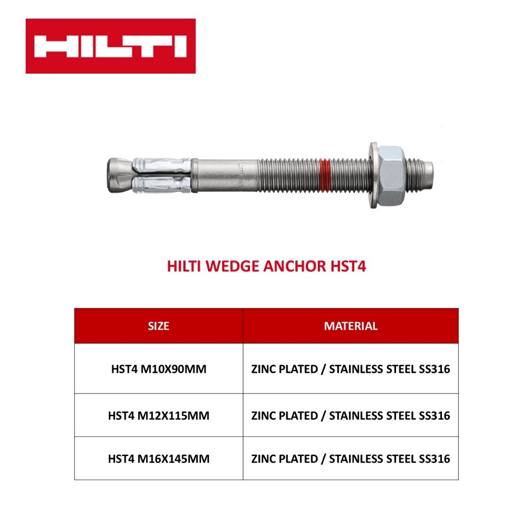 HILTI Wedge Anchor HST4 - Heavy Duty Concrete Anchor Bolt | Shopee Malaysia