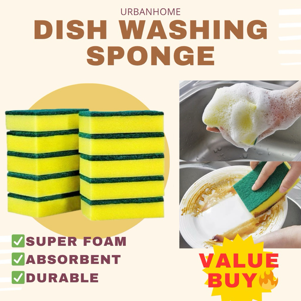 10pcs Kitchen Sponge Double-Sided Thick Dishwashing Sponge Strong ...