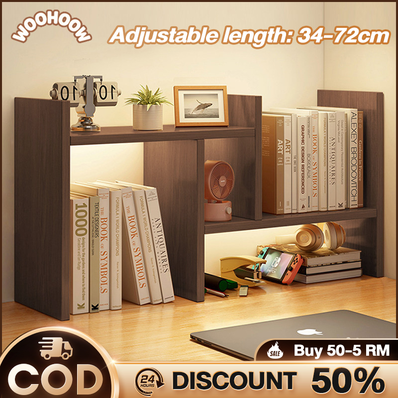 Adjustable Desktop Bookshelf Organizer Office Table Rack Wood Desktop ...