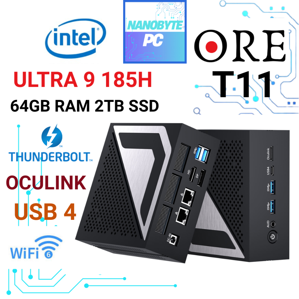 ORE T11 Intel ULTRA 9 185H AI Windows Mini PC 64GB DDR5 RAM 4TB NVME ...