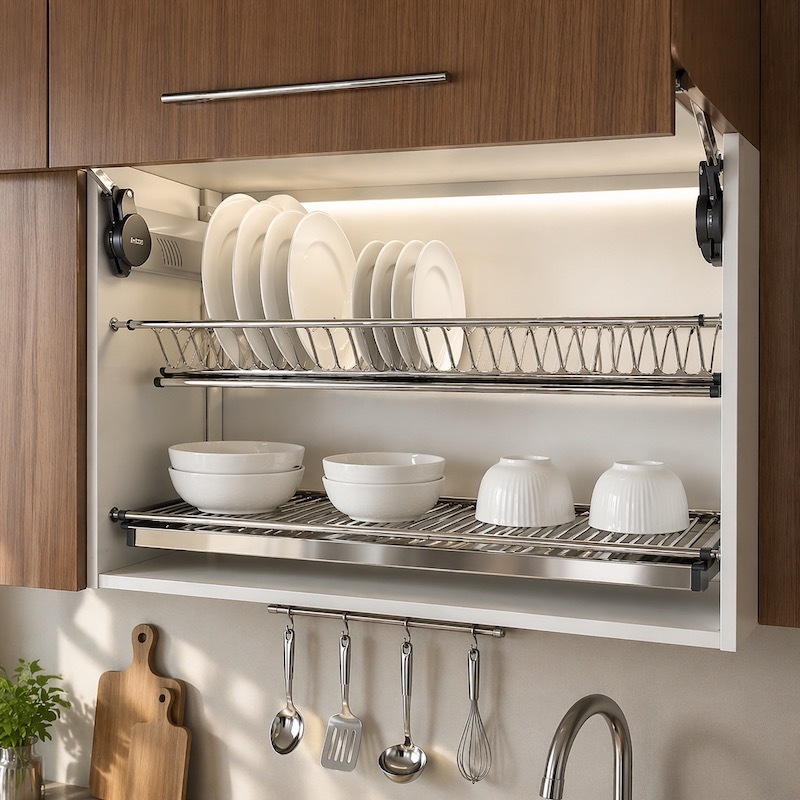 Stainless Steel Kitchen Cabinet Built In Dish Rack Dishrack Rak Pinggan ...
