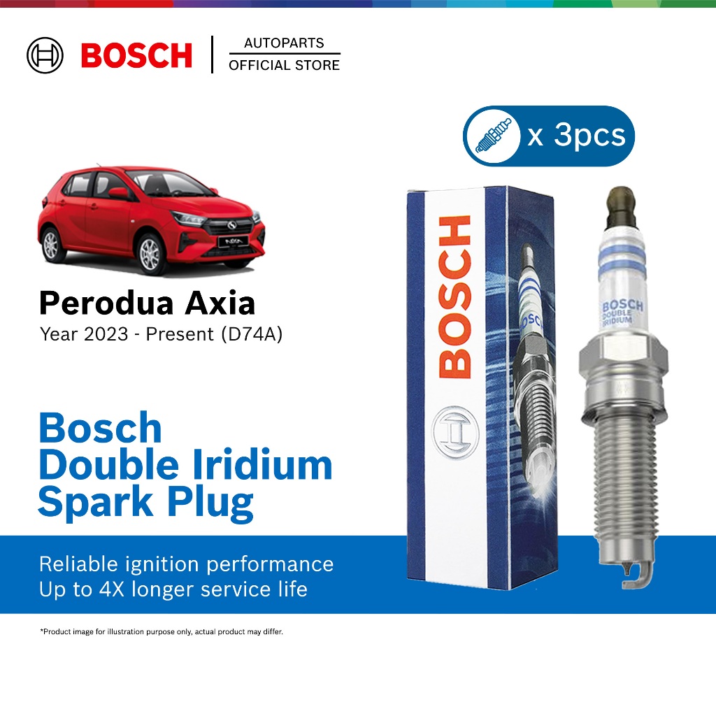 Bosch Double Iridium Spark Plug for Perodua Axia 1.0 D74A (2023 ...