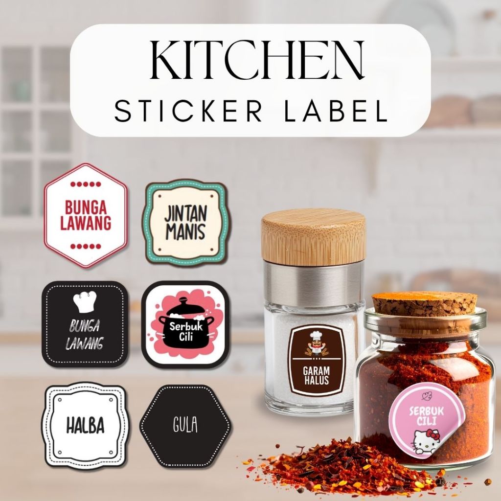 Sticker Label Dapur / Kitchen Spice Jar Label / Botol / Bekas Garam ...