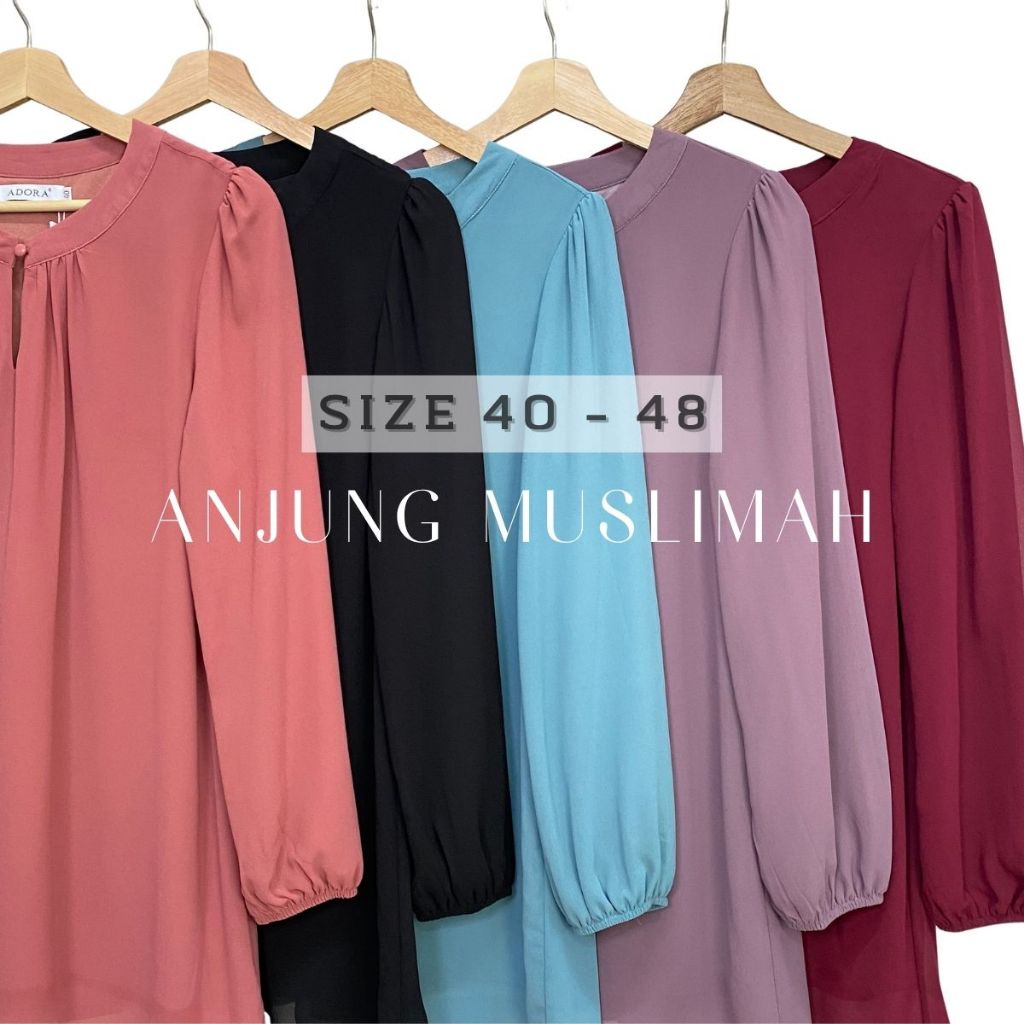 Plain Chiffon Blouse Button with Full Lining 40 - 48 | Shopee Malaysia