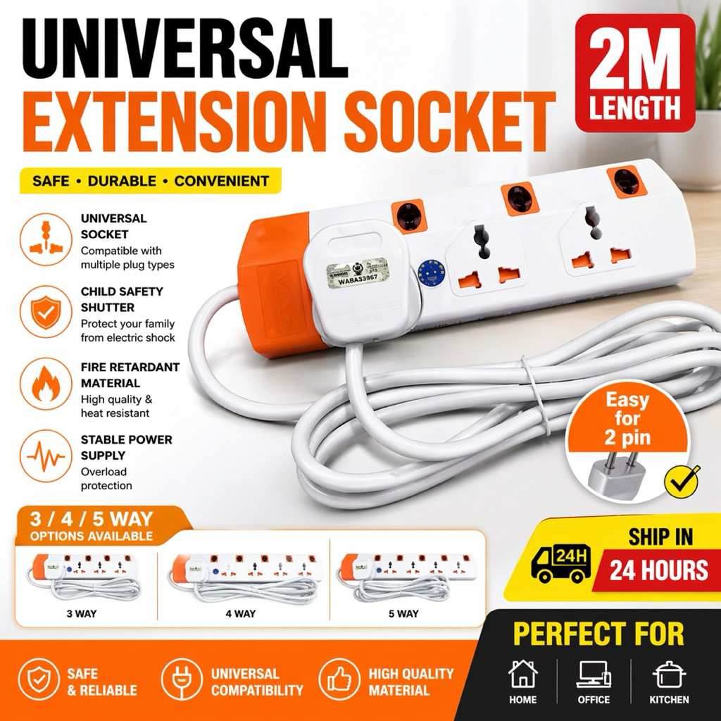 (SIRIM) Multi 3/4/5 Way International Multi Universal Extension ...