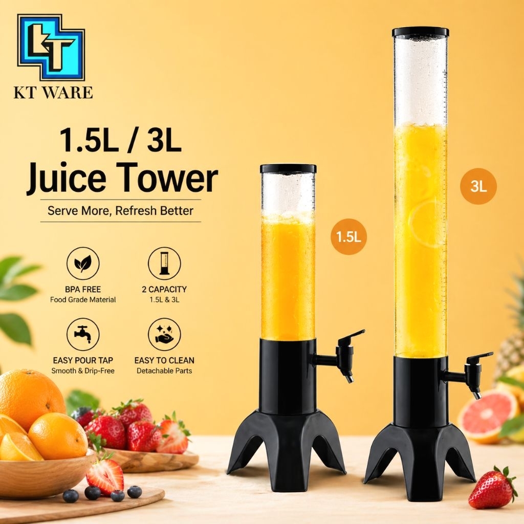 KT WARE Juice Tower Bekas Air Menara Balang Air Tabung Air Jug air Beer ...