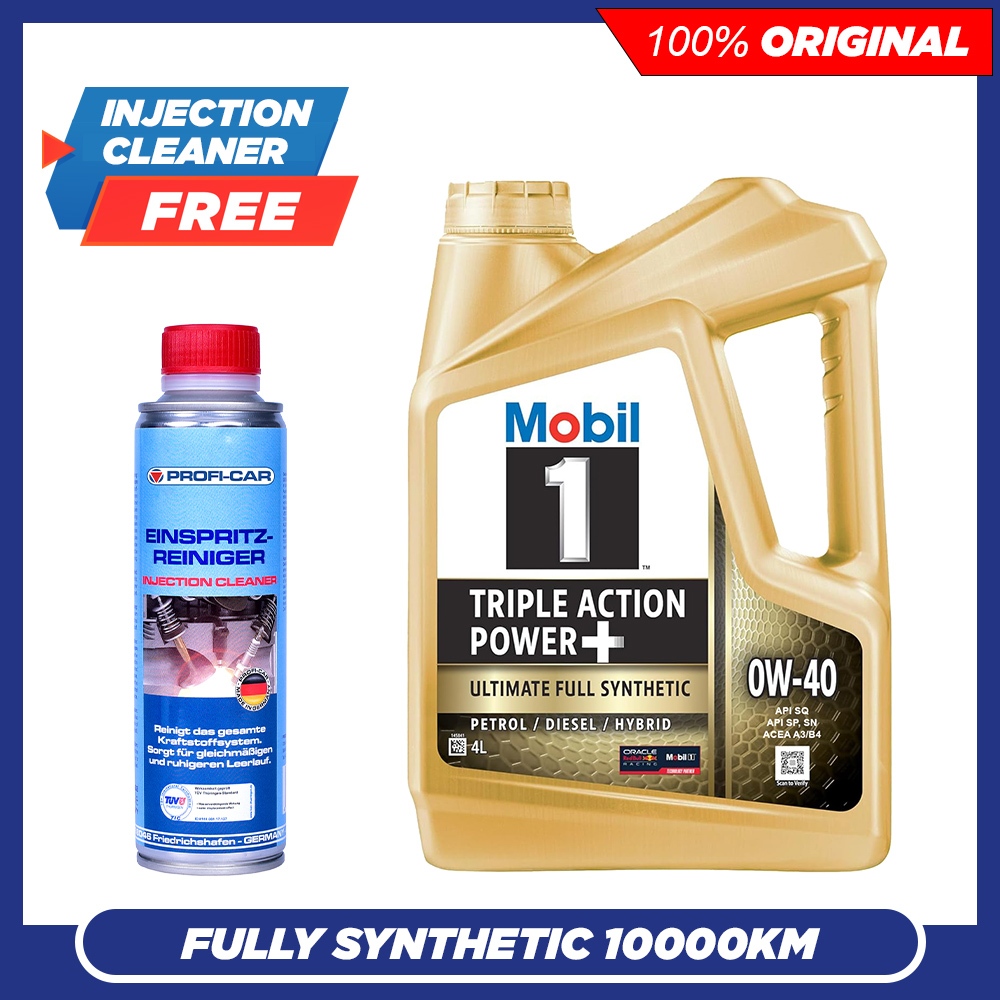 (WITH PC INJECTION CLEANER) MOBIL 1 TRIPLE ACTION POWER+ 0W40 SQ ...