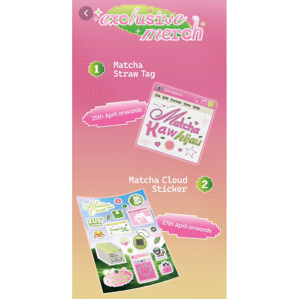 [Original | 2026 ZUS] Matcha Cloud Sticker | Matcha Straw Tag | Shopee ...