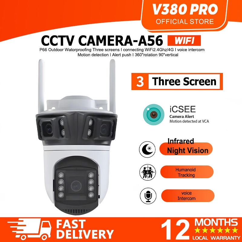 V380 Pro 9MP CCTV Camera Three lenses wireless wifi CCTV Full Color ...