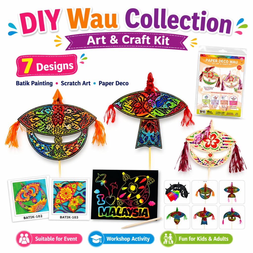 DIY Wau Tradisional Art & Craft Kit | Batik Painting Scratch Art Paper ...