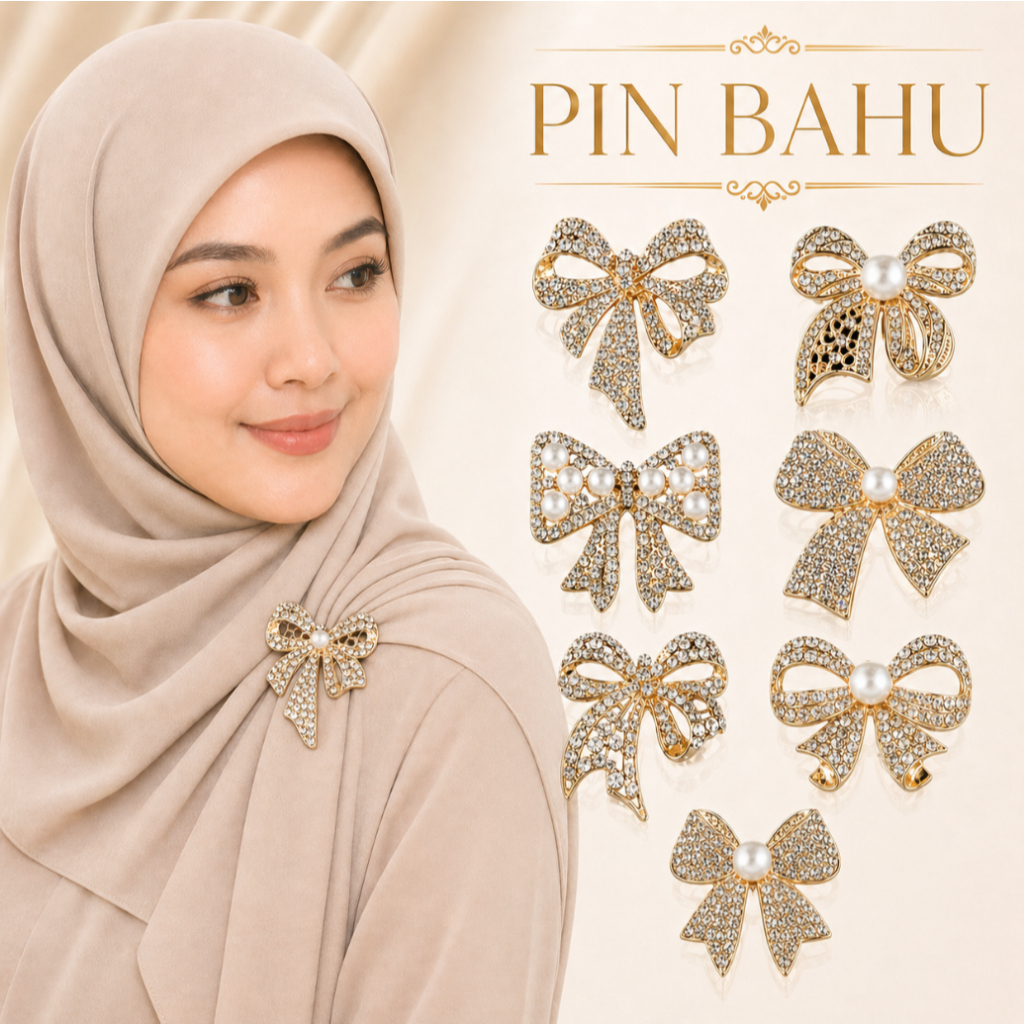 Pin Bahu Reben Series Bow Design Kerongsang Bahu Butang Tudung Pin ...