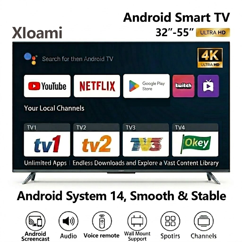 2026 XIoami Google Smart TV 46-inch Borderless, Voice Control, 4K ...