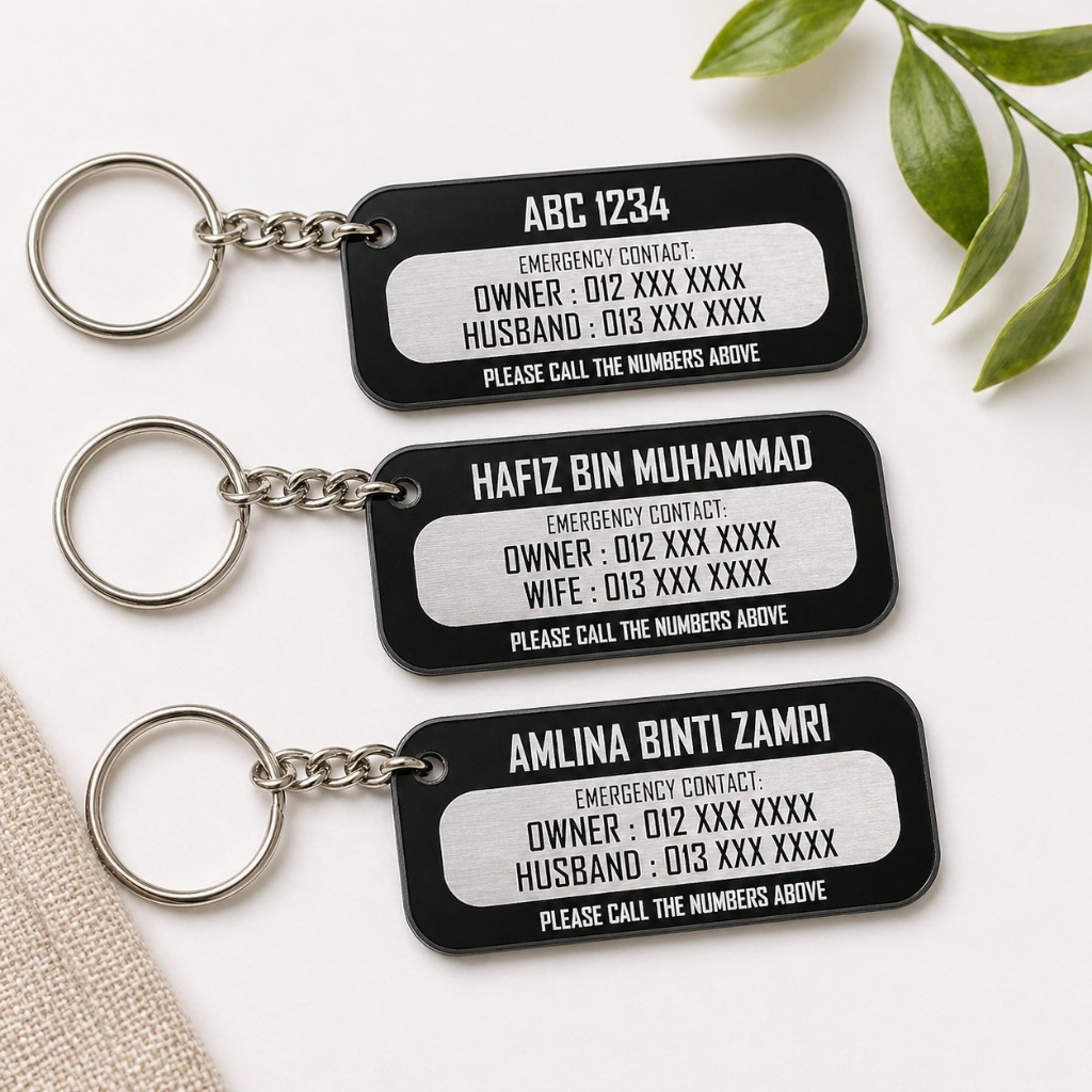 Keychain emegency contact [material Arcylic 3mm] | Shopee Malaysia