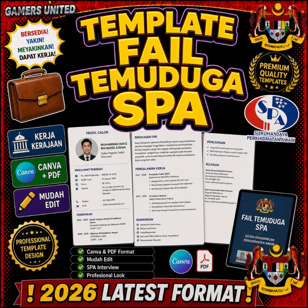 Template Fail Temuduga SPA Kerja Kerajaan 2026 Canva PDF Resume ...