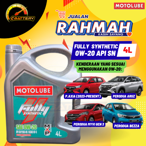 MOTOLUBE 0W20 MXP SERIES FULLY SYNTHETIC ENGINE OIL 4 LITER ORIGINAL ...