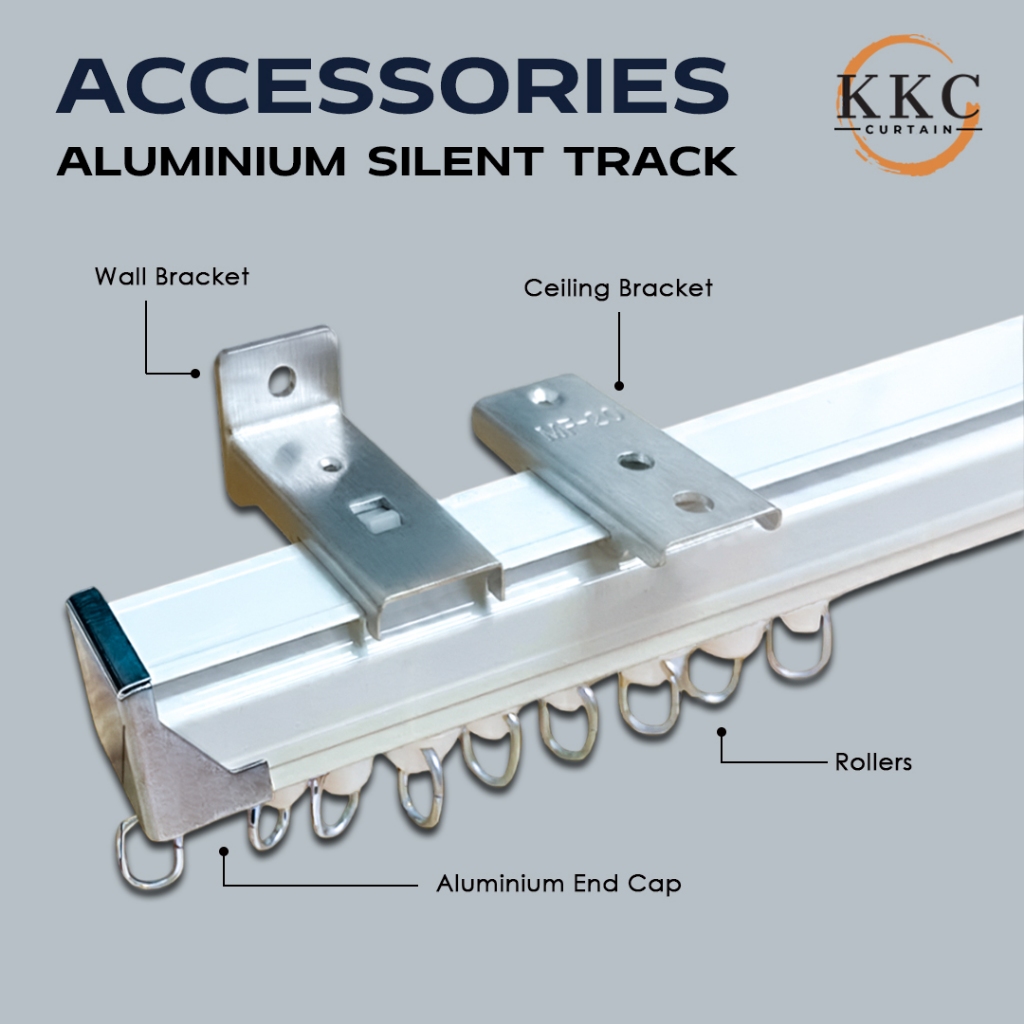 KKC CURTAIN Accessory Silent Curtain Rail Track/Aksesori Rail Langsir ...