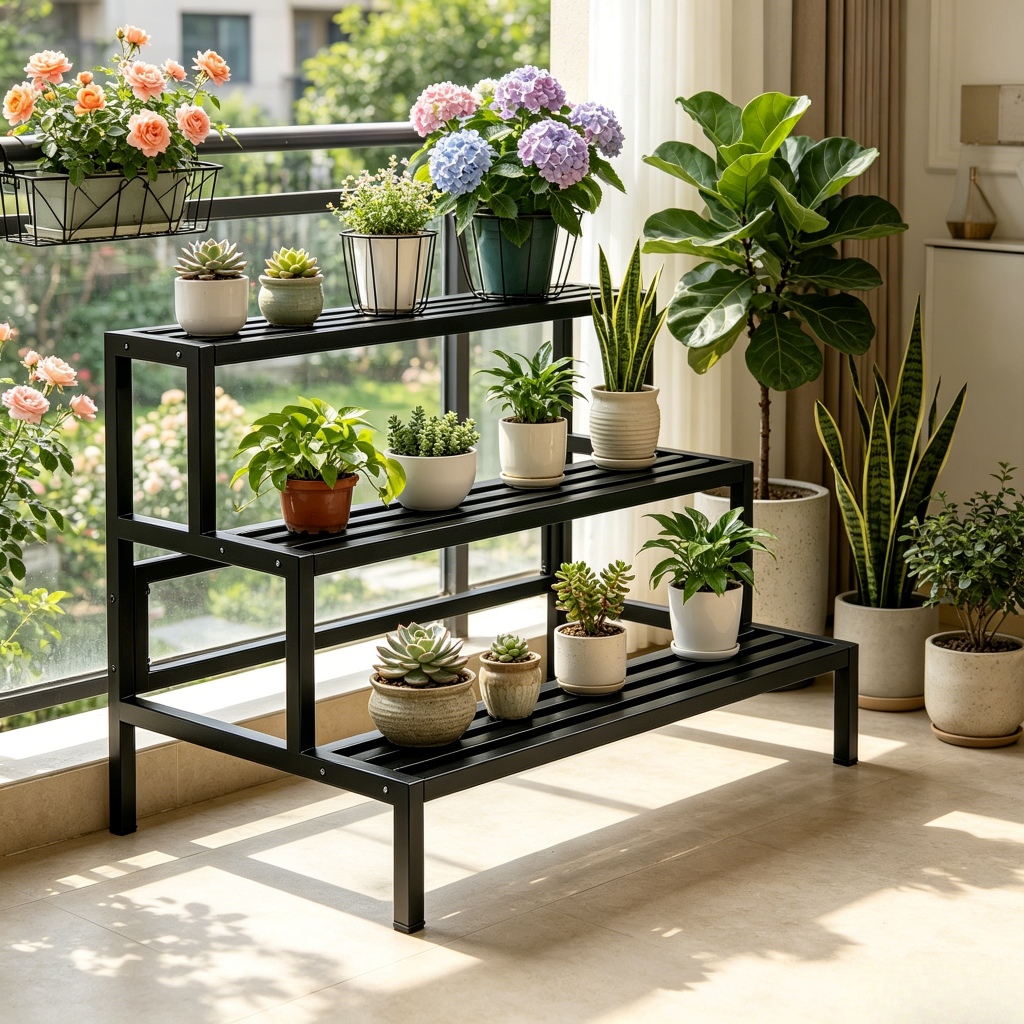Local Stock 2/3 Tier Stainless Steel Flower Pot Stand,Ladder Rak Plant ...