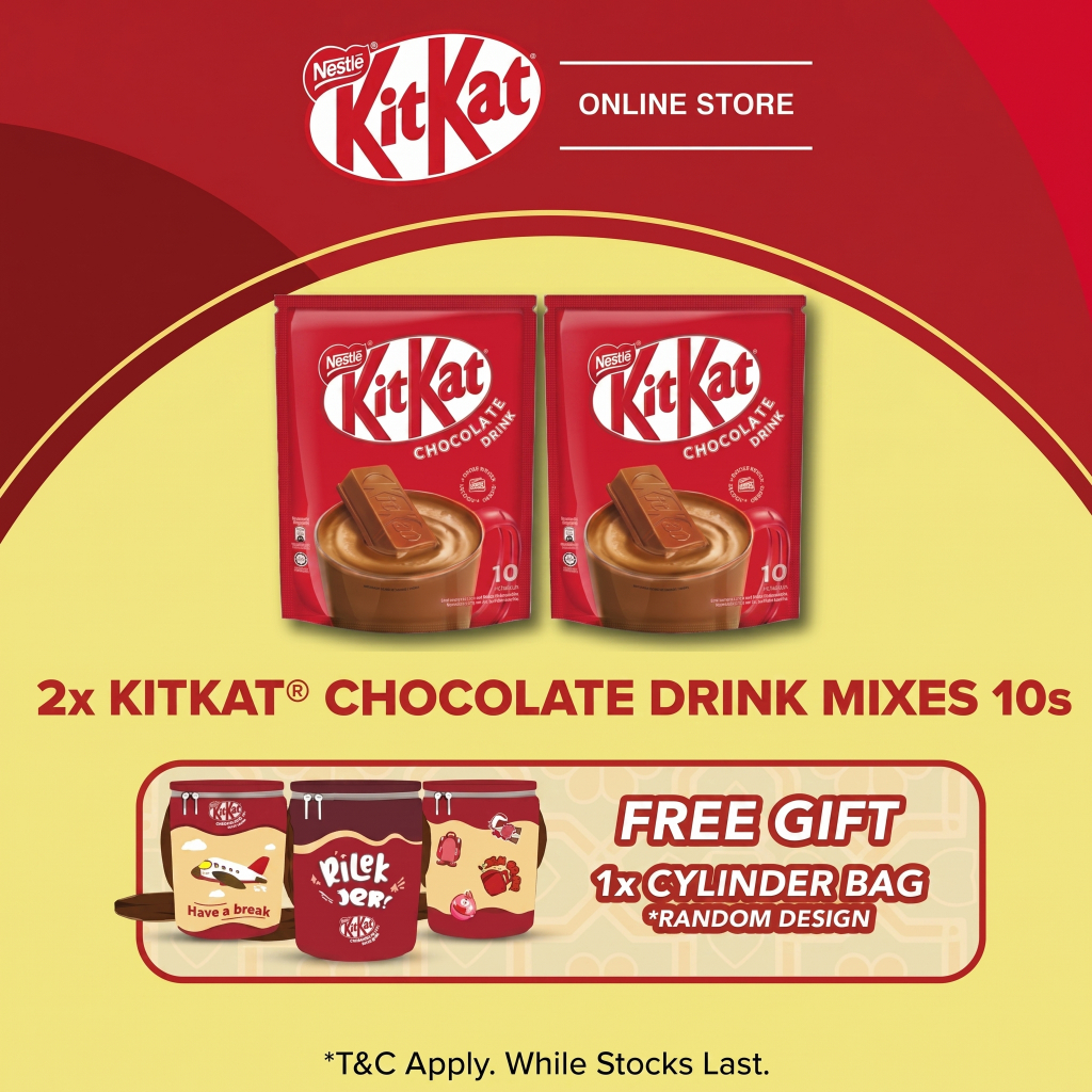 KitKat Chocolate Drink, Bundle of 2 FREE Cylinder Bag (Random Design ...