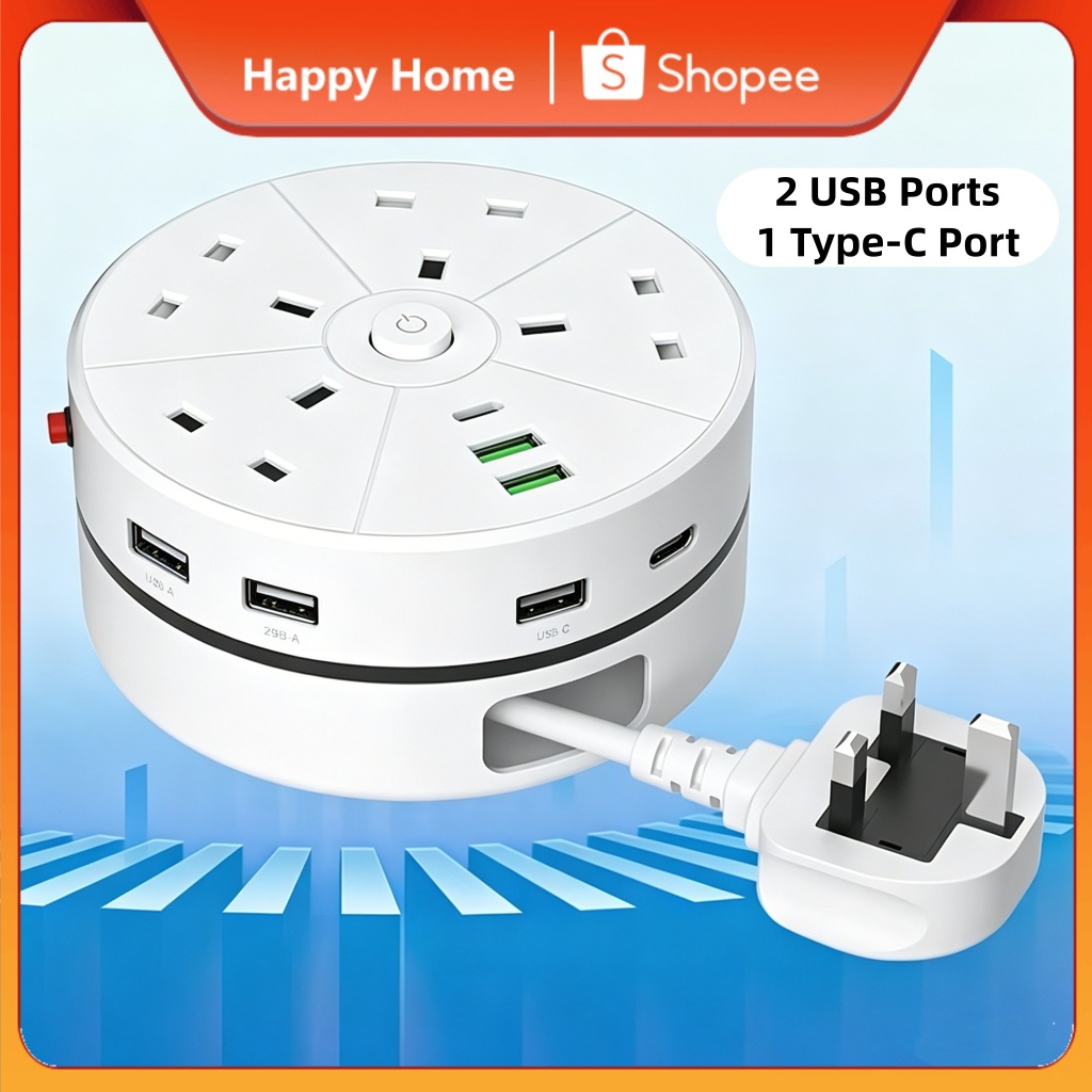 4-in-1 UK Plug Power Strip|Fast Charging USB & Type-C Ports|Compact ...