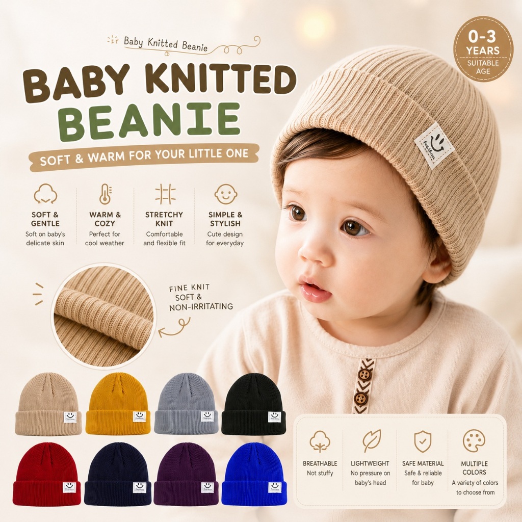Beanie Kid Unisex Hat Winter Snowcap Knit Beanie topi budak baby boy ...