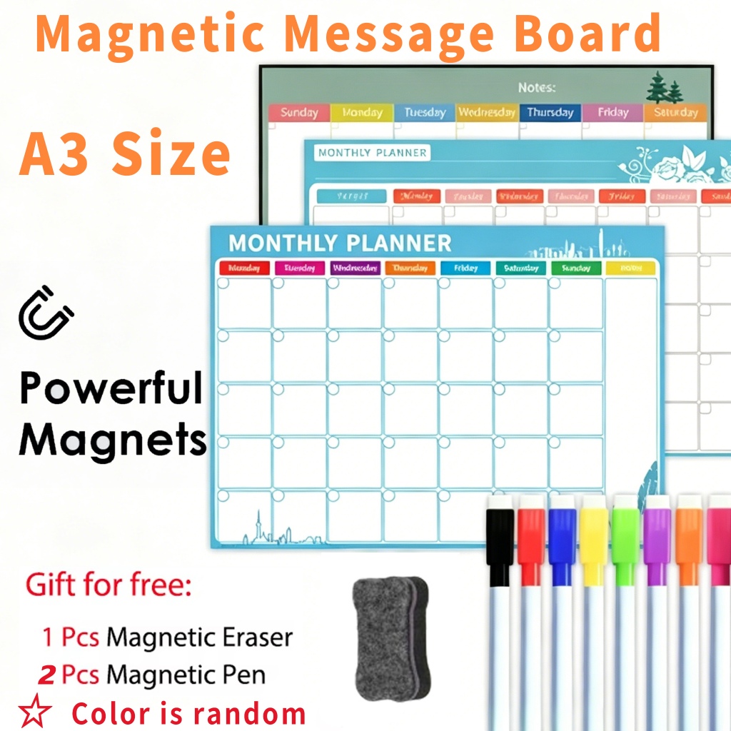 A3 Soft Whiteboard Magnetic Erasable Monthly/Weekly Planner Calendrer ...